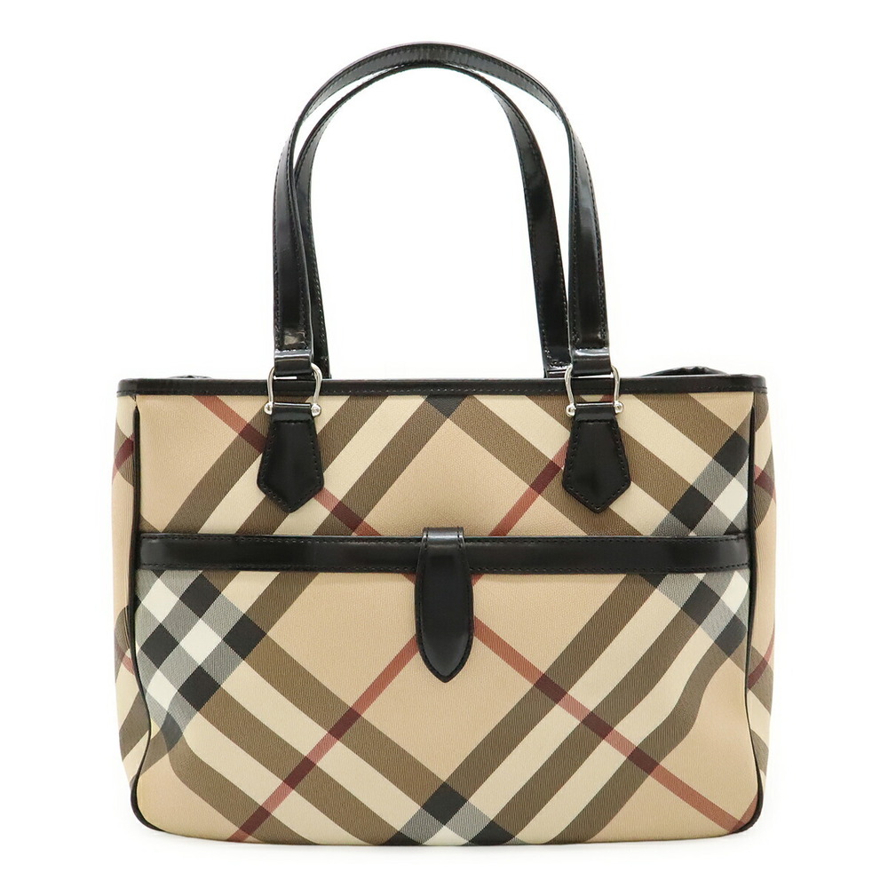 BURBERRY House Check Tote Bag Shoulder Vernis Beige Black